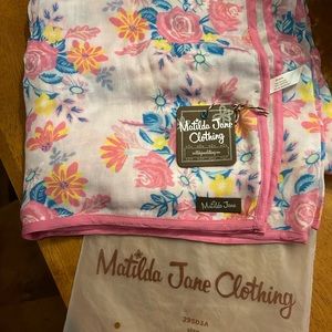 NWT Baby Matilda Jane Just Imagine Pink Floral  Rose Swaddle 44" x 44” New